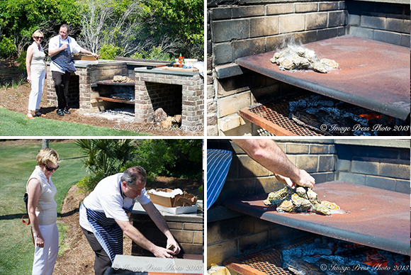 Chef Wysong's Oyster Roast preparation at The Sanctuary