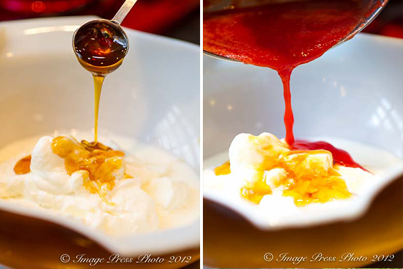 A little bit of honey is all you need to sweeten the fruit and yogurt mixture
