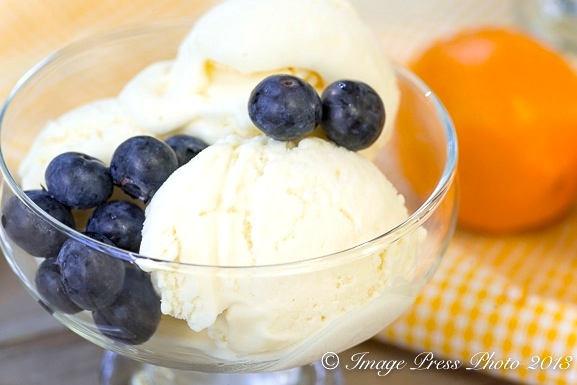 The combination of sweet blueberries with the tangy frozen yogurt is perfect