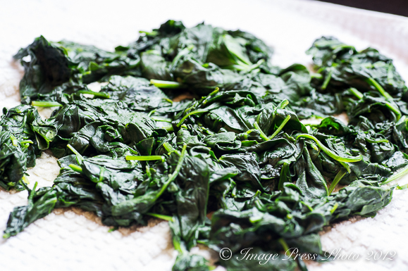 Use fresh baby spinach and drain thoroughly