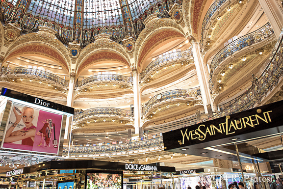 Exterior of the Galeries Lafayette department store in Paris