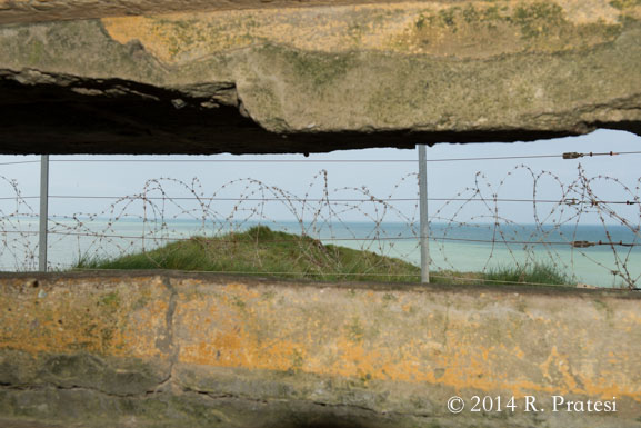 Looking out from a bunker at Pointe du Hoc