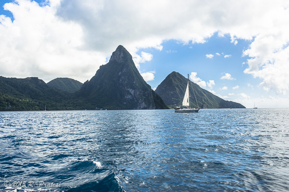 View of The Pitons from our boat