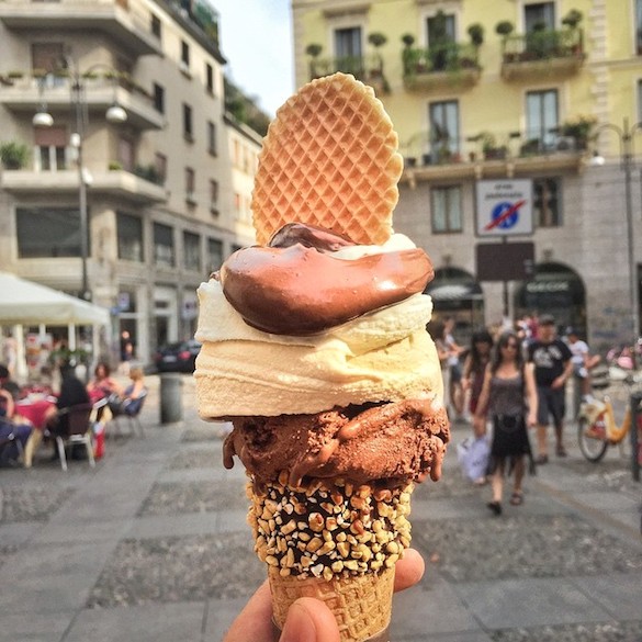 * Diego enjoys eating as much as he loves to cook - Gelato in Milan