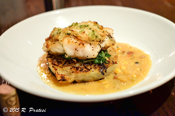 Crabmeat Crusted Florida Black Grouper with Corn Chowder