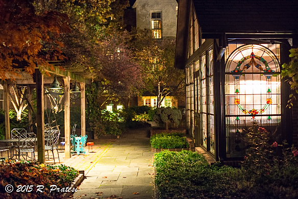 The Greenhouse at The American Club at night