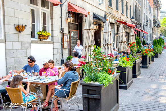 Sidewalk cafés reminiscent of Paris