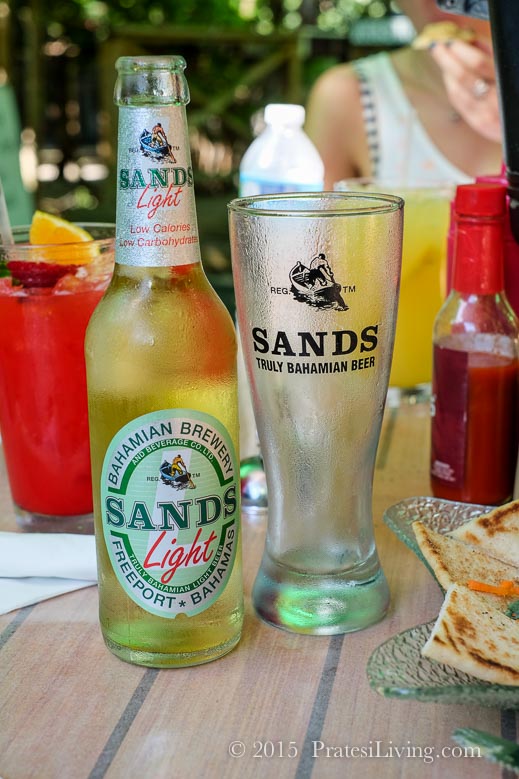 Enjoying a local Sands beer