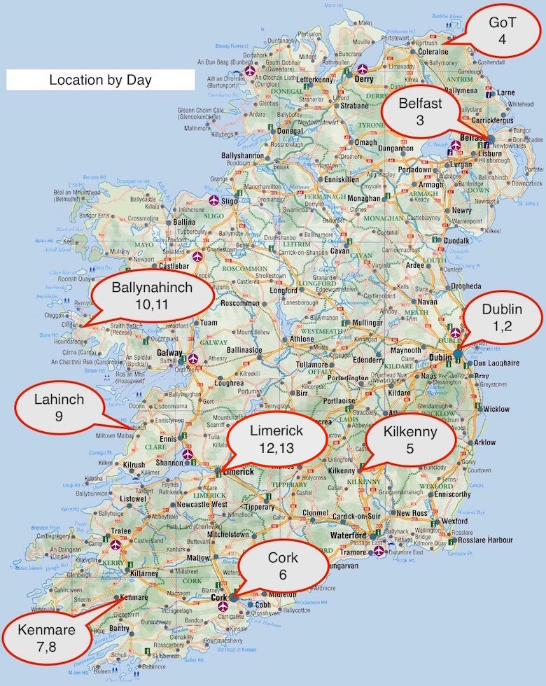 Map of Ireland by Day