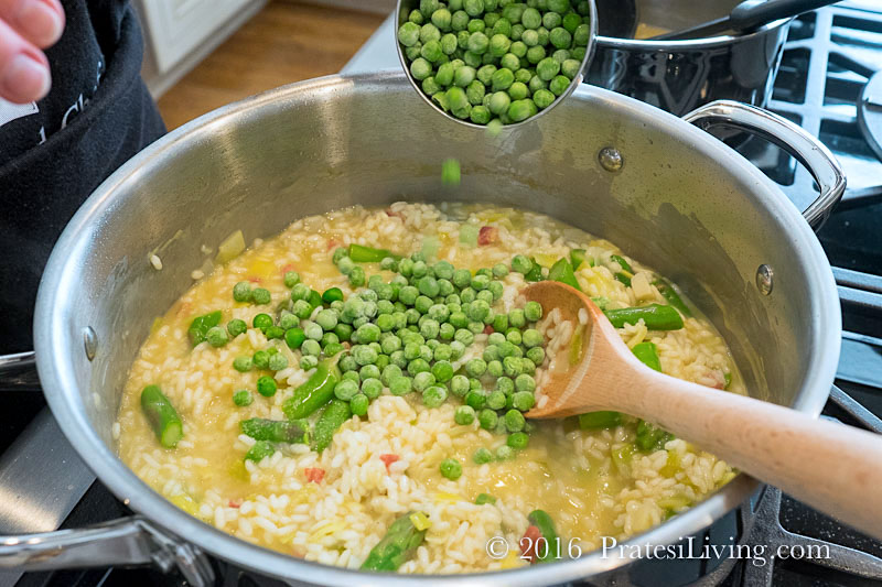 Add the peas in next