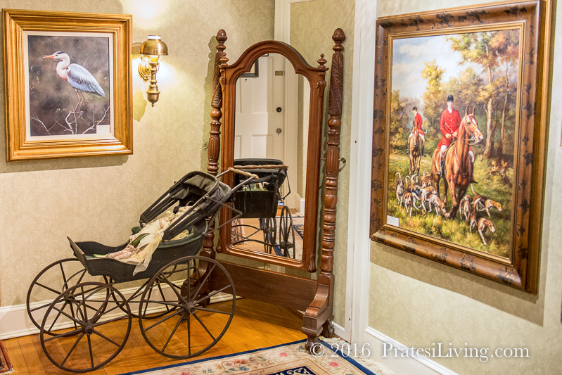 Antiques and artwork line the hallways