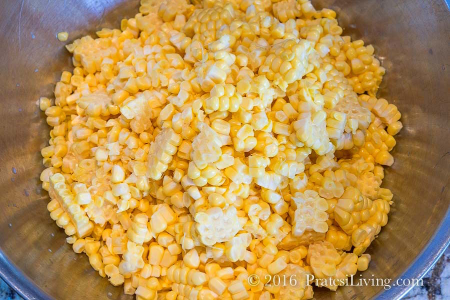 The recipe calls for 8 cups of fresh corn
