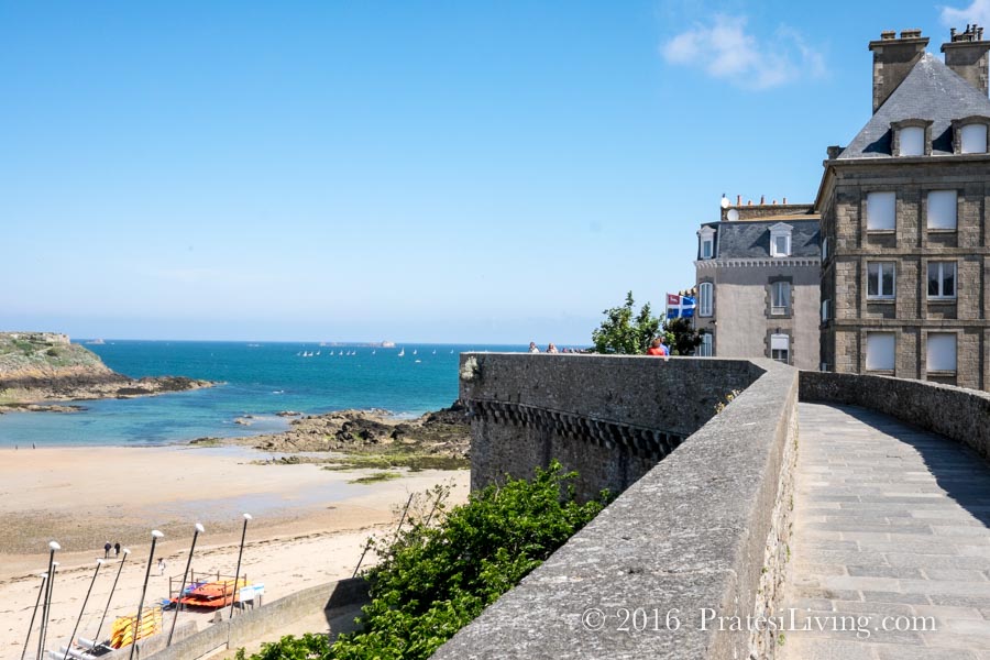 Walking along the top of the wall in Saint-Malo