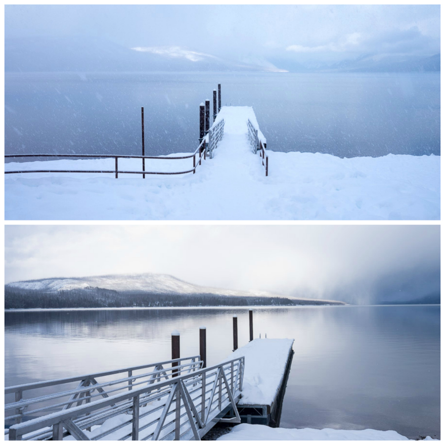 Snow scene at Lake McDonald